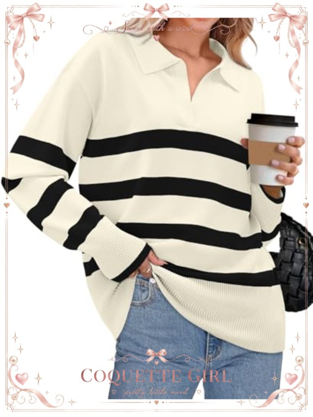 Womens Long Sleeve V Neck Knit Oversized Pullover Sweater